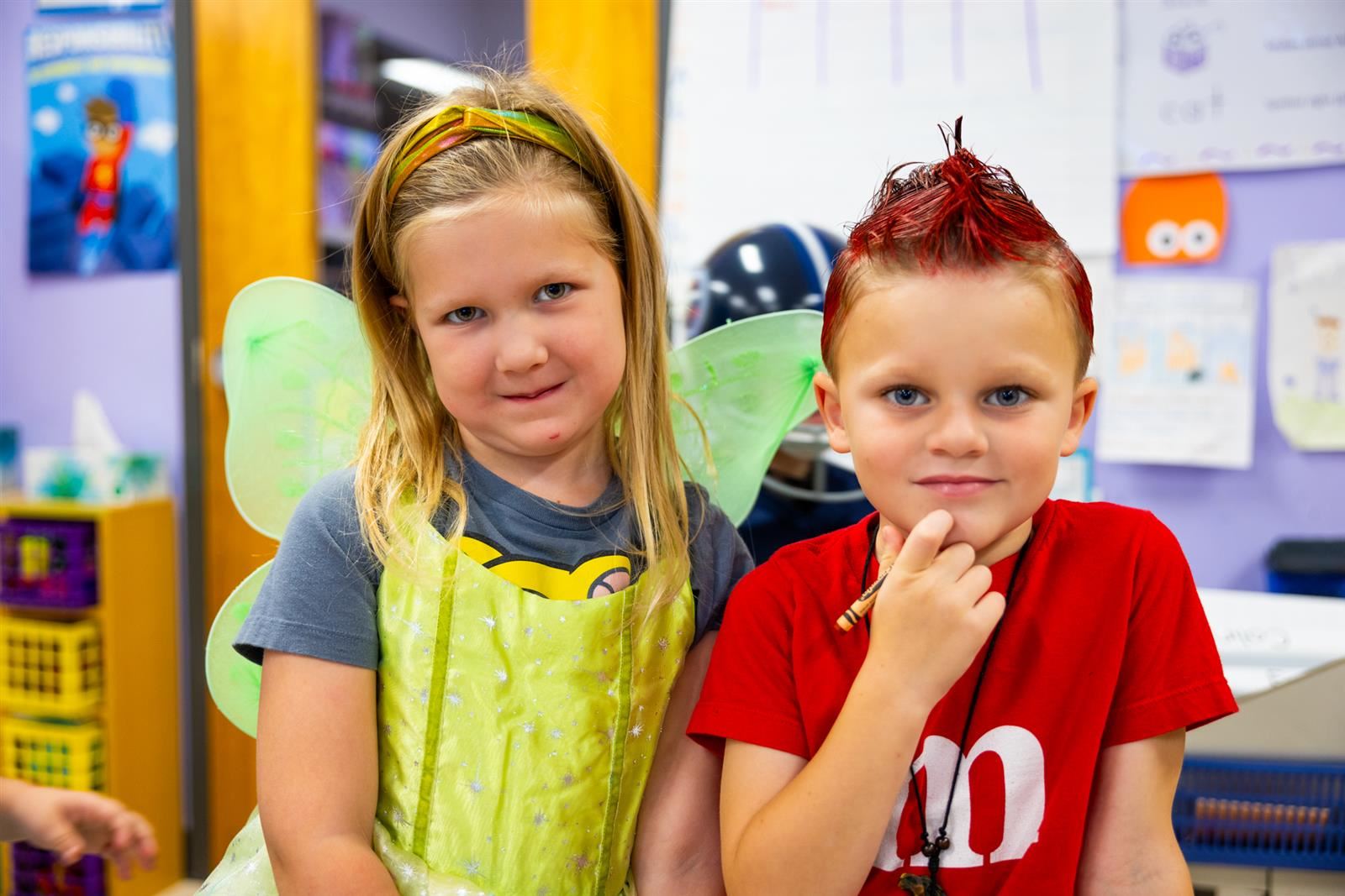 two students dressed up for an ABC parade
